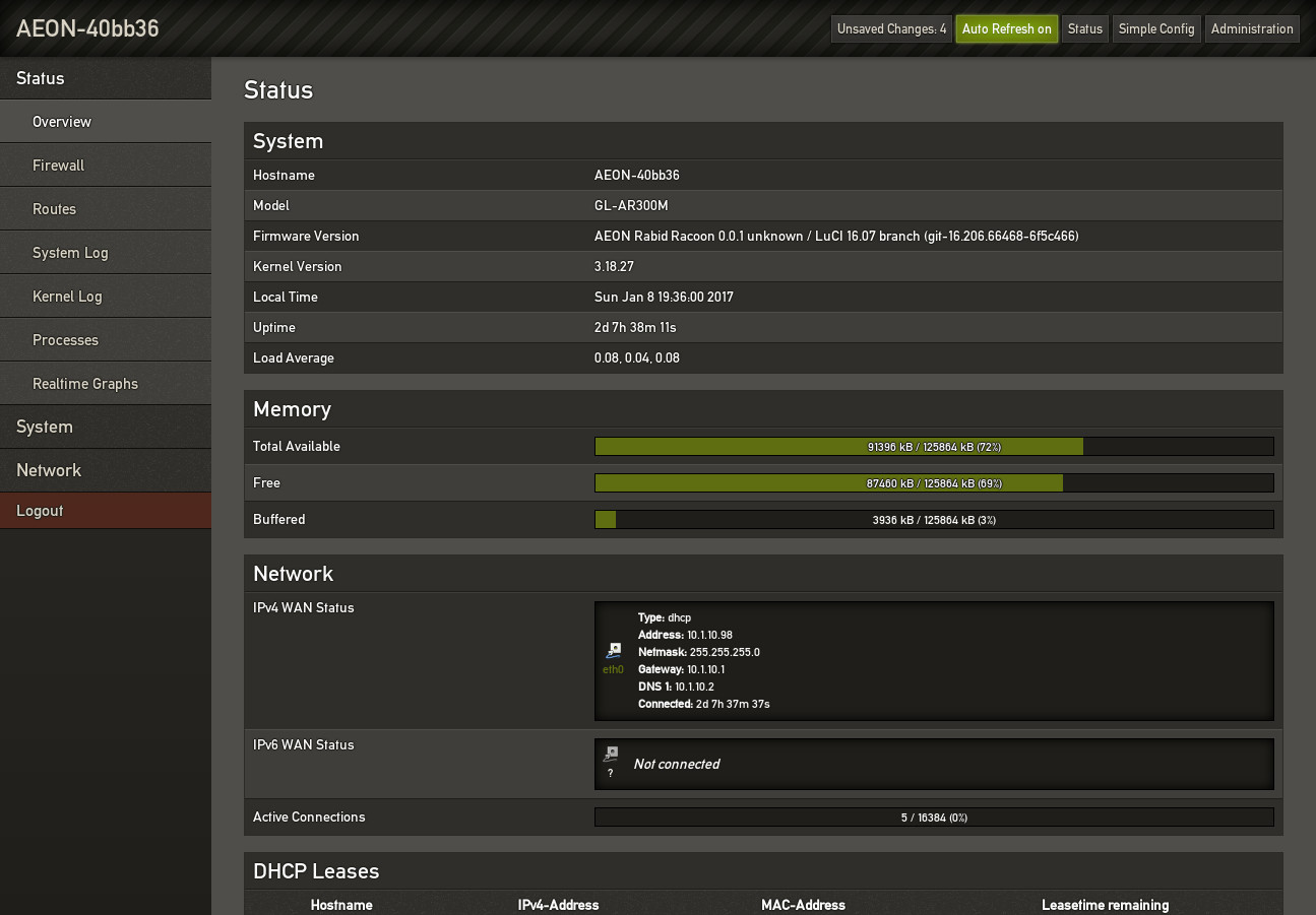 Desktop View of Status Page
